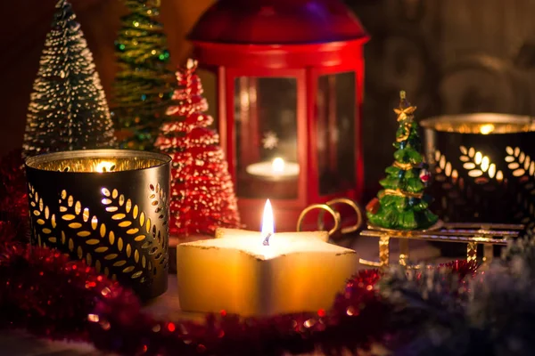 Sistemazione Natale Dell Arredamento Anno Nuovo Una Sera Festiva — Foto Stock