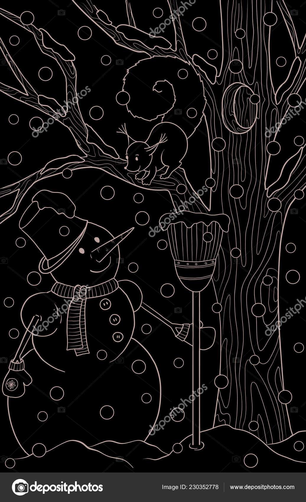 Thème Noël Nouvel Croquis Main Doodle Graphique Noir Blanc