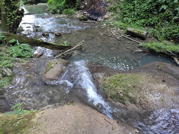 Air Terjun Gunung Hutan Dalam — Stok Foto