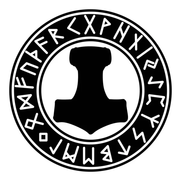Черный Мьёльнир Футарк Руны — стоковый вектор