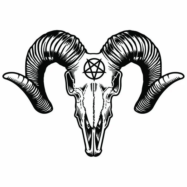 Ram Hoofd Met Pentagram — Stockvector