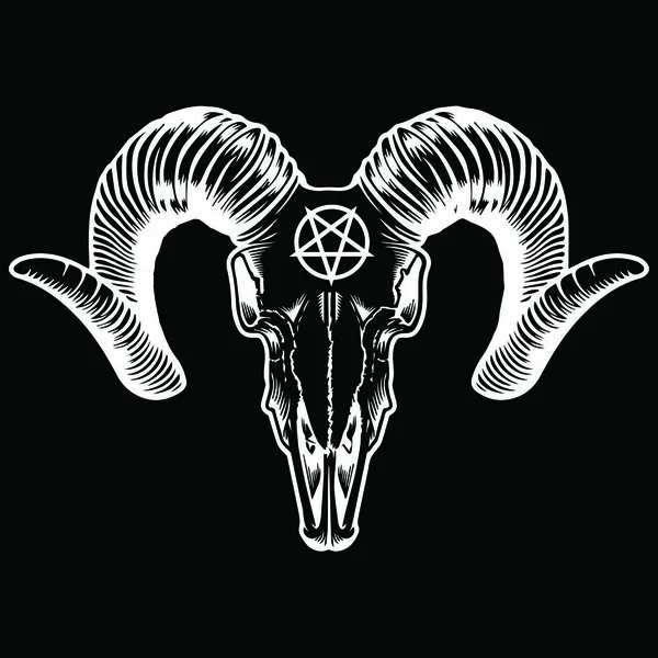 Satanisch Pentagram Ram Hoofd — Stockvector