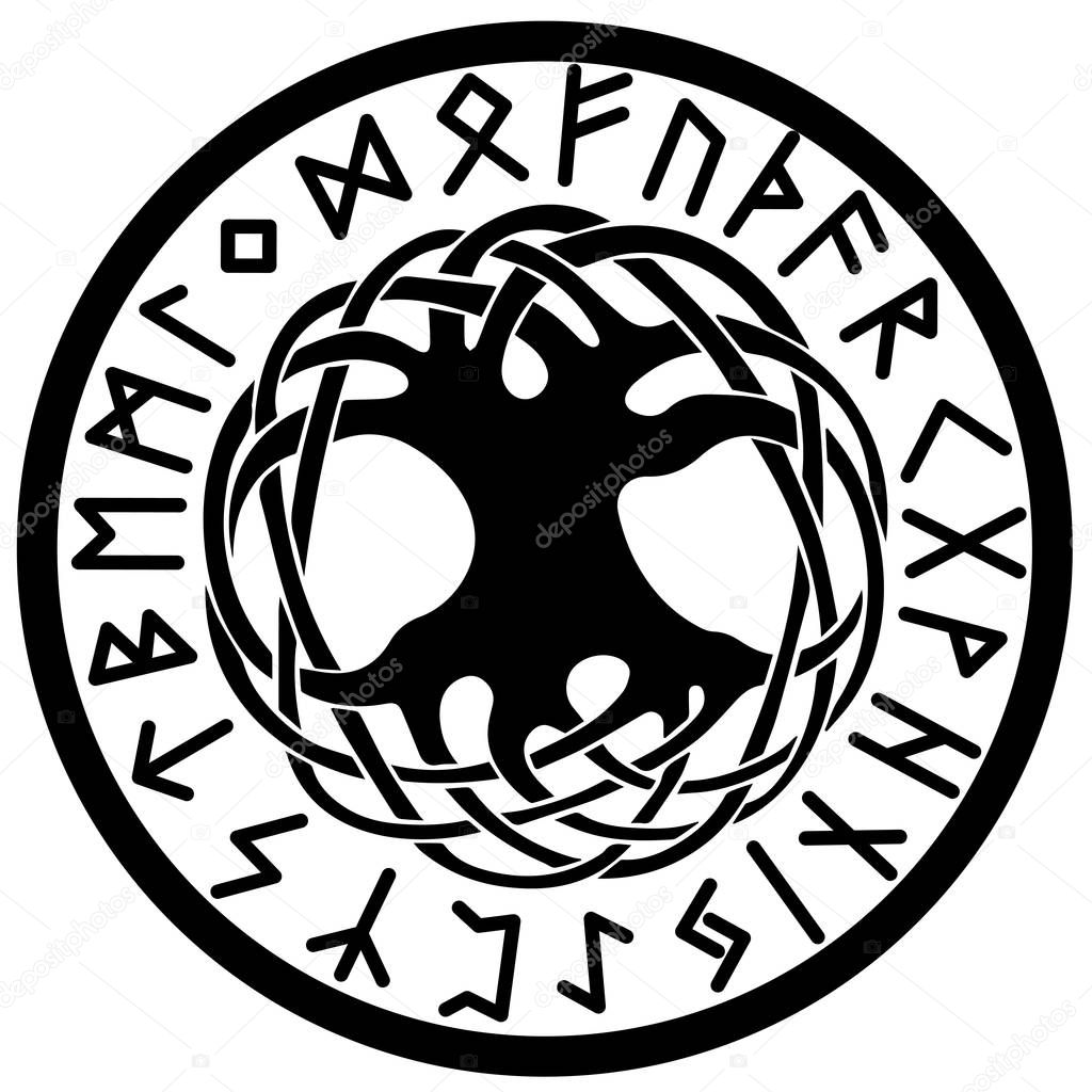 Yggdrasil and Runic Symbols. 