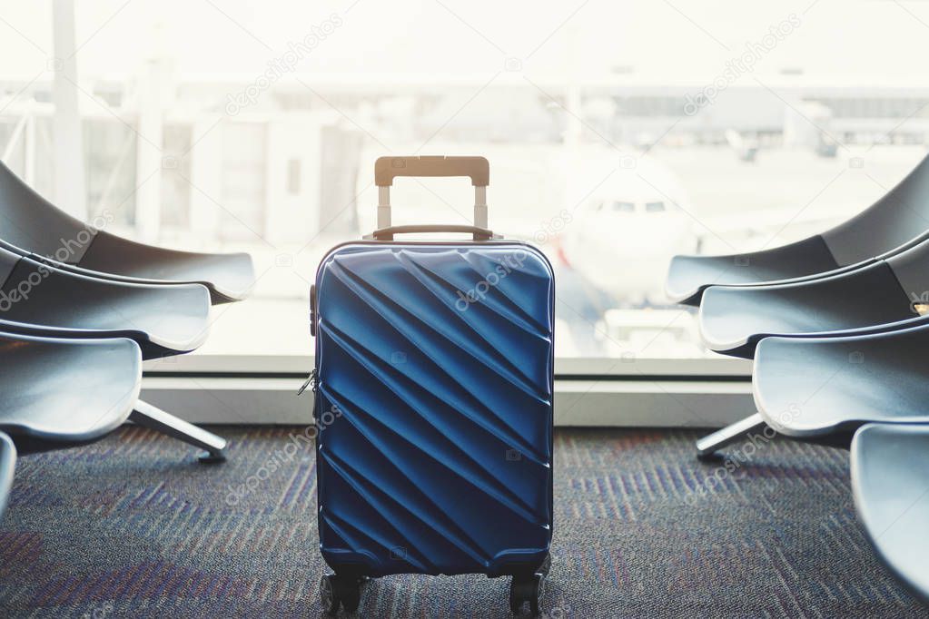 Luggage at airport terminal Travel concept