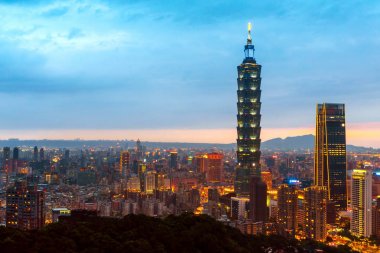 Skyline of Taipei cityscape Taipei 101 building of Taipei financ clipart
