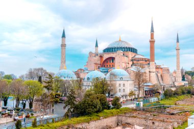 Landscape View of Hagia Sophia in Istanbul, Turkey clipart