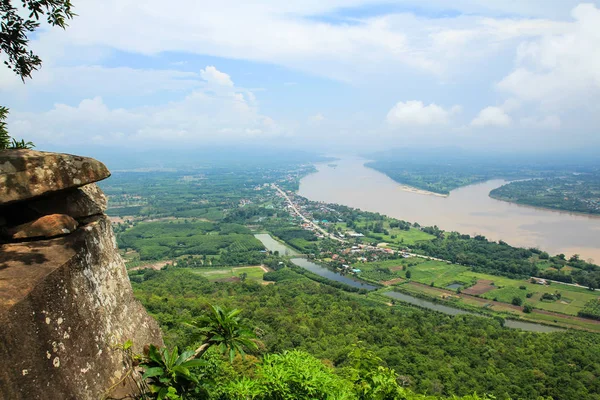 Uitzicht Mekong Rivier Vanuit Wat Pha Tak Sue Tempel Nong — Stockfoto