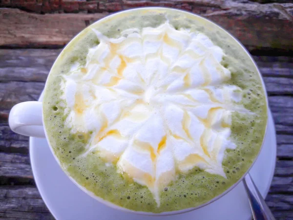 Ζεστό Πράσινο Τσάι Latte — Φωτογραφία Αρχείου