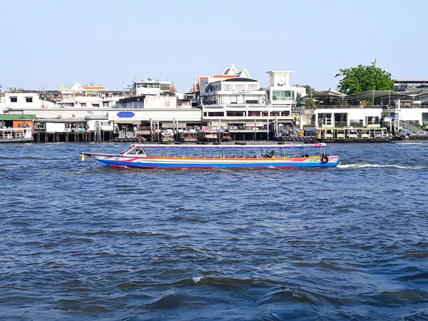 Chao Phraya Express Βάρκα Στον Ποταμό Chao Phraya Στην Μπανγκόκ — Φωτογραφία Αρχείου