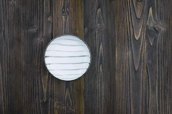 Placa Cerámica Vacía Sobre Fondo Mesa Madera — Foto de Stock