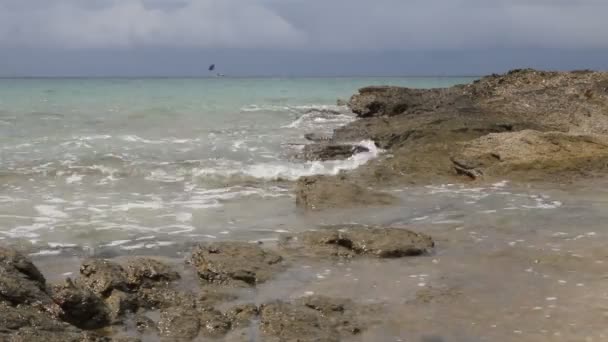 Mořské Vlny Pláž Skály — Stock video