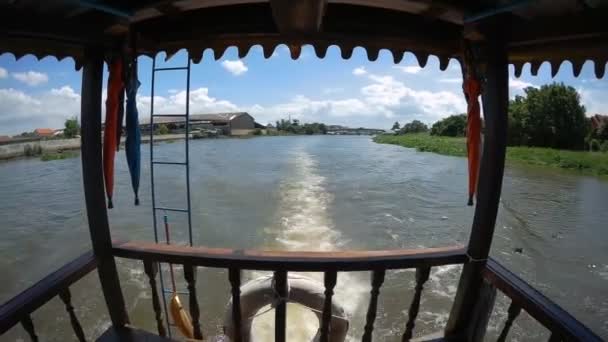 Boat Running Tha Chin River Nakhon Pathom Thailand — Stock Video