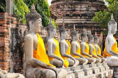 Wat Yai Chaimongkol Tapınağı 'ndaki Buda Heykeli, Ayutthaya, Tayland.