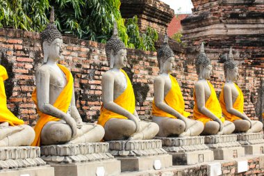 Wat Yai Chaimongkol Tapınağı 'ndaki Buda Heykeli, Ayutthaya, Tayland.