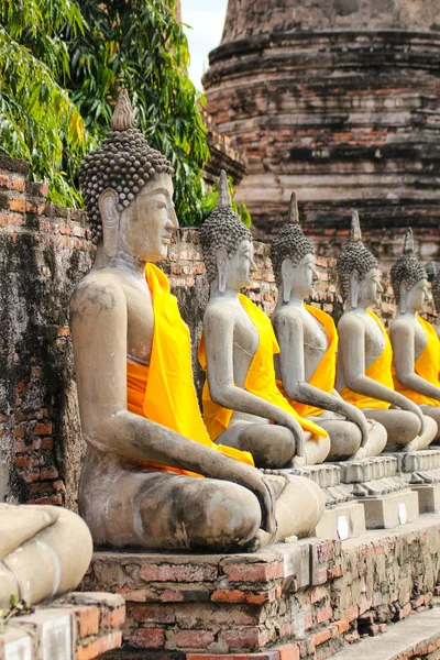 Wat Yai Chaimongkol Tapınağı Ndaki Buda Heykeli Ayutthaya Tayland — Stok fotoğraf