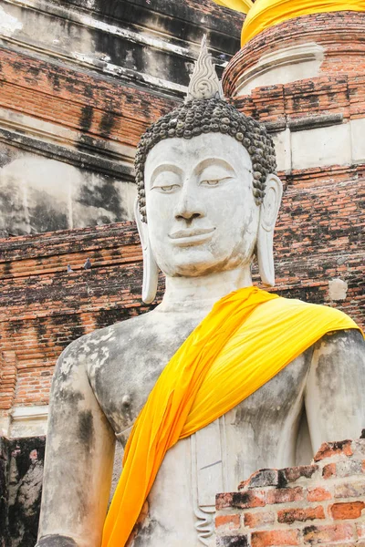 Buddha Staty Wat Yai Chaimongkol Temple Ayutthaya Thailand — Stockfoto