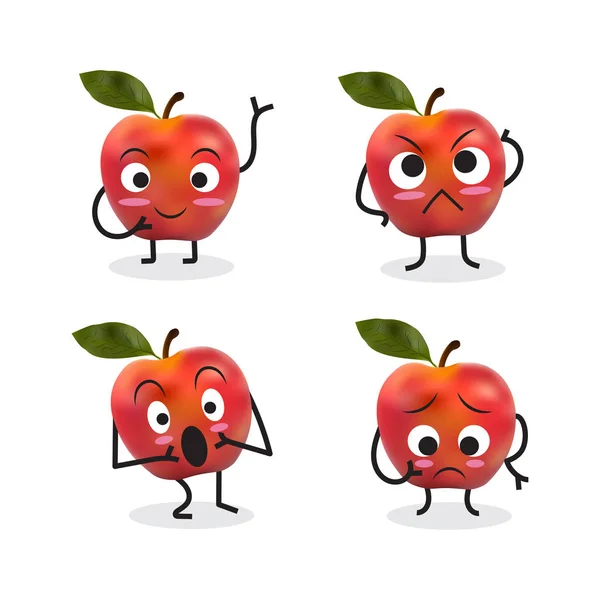 Apple Cartoon Character Vector Illustration — Stock Vector