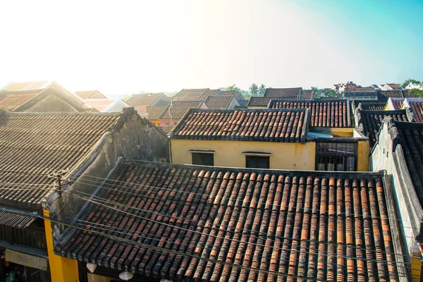 Roof top of old brick houses in Hoi An ancient town, Vietnam.