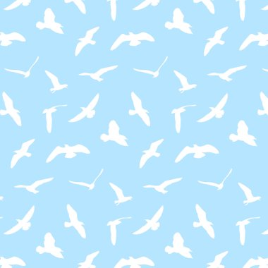 Martı siluet desenli arkaplan - Vektör