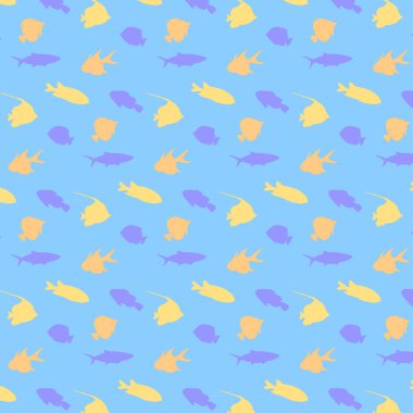 Balık silueti desenli arkaplan - Vektör