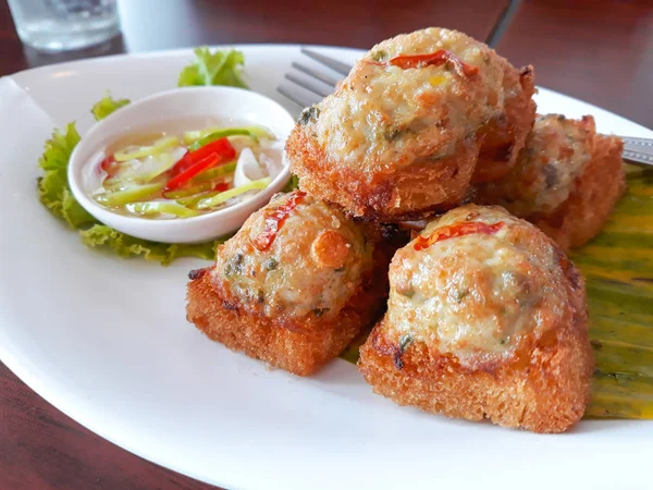 Rántott kenyér, darált sertéshús Spread, Thai ételek. — Stock Fotó