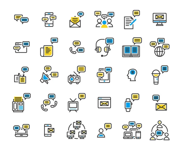 Conjunto de iconos de esquema rellenado de mensajes. Vector e ilustración . — Vector de stock