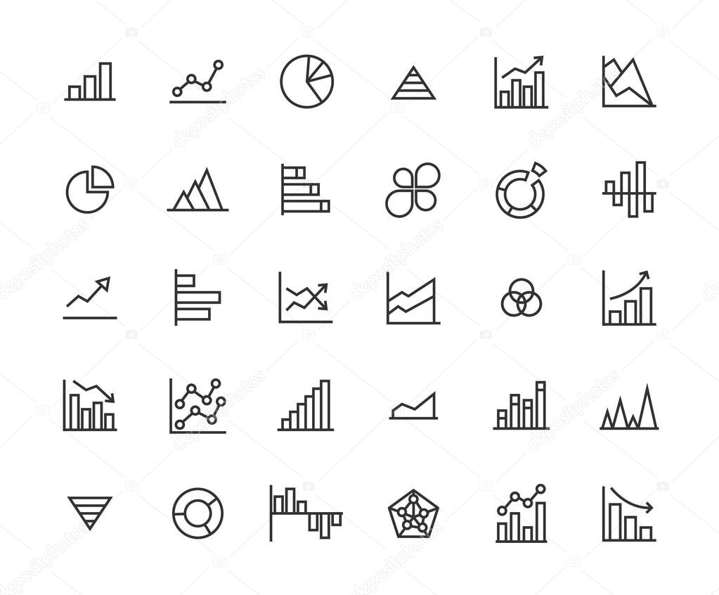 Business Graph Outline Icon Set.