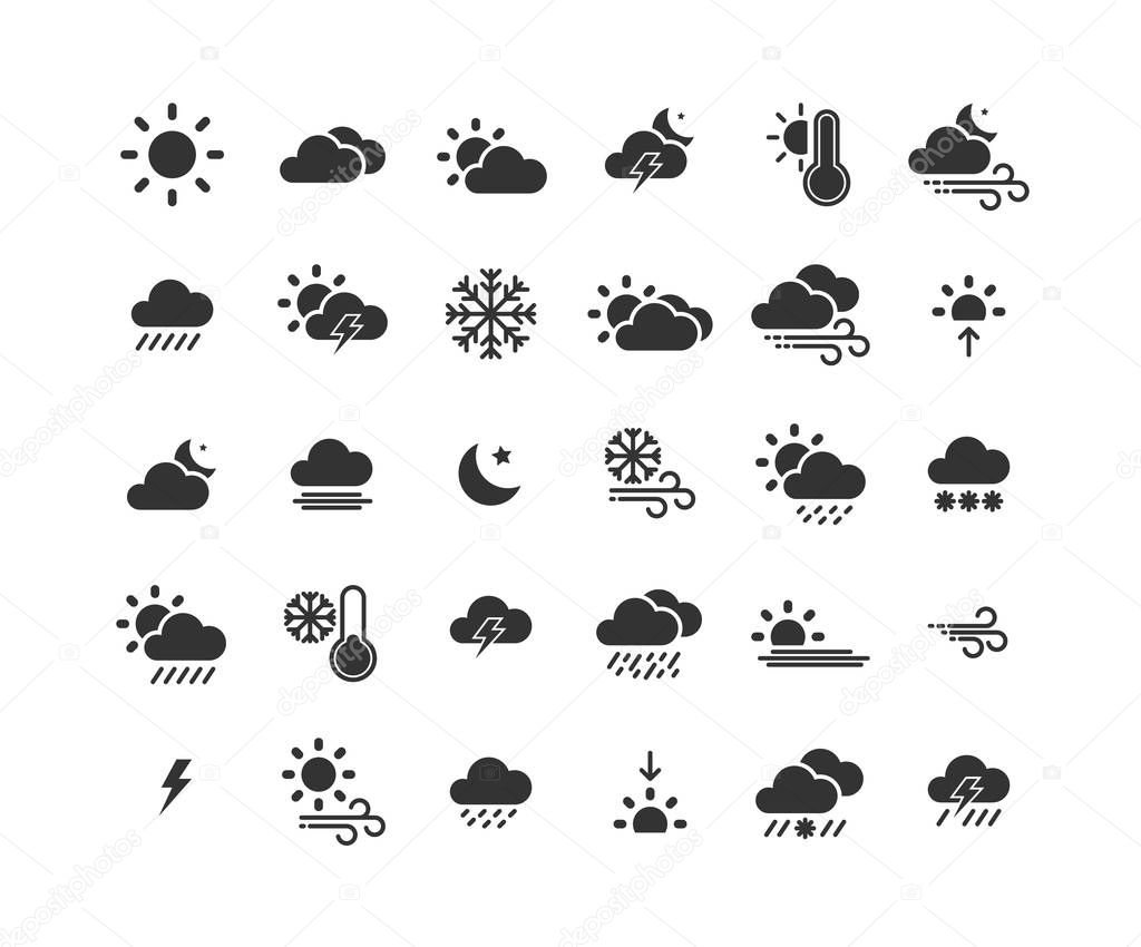 Weather solid icon set ,Vector Illustration.
