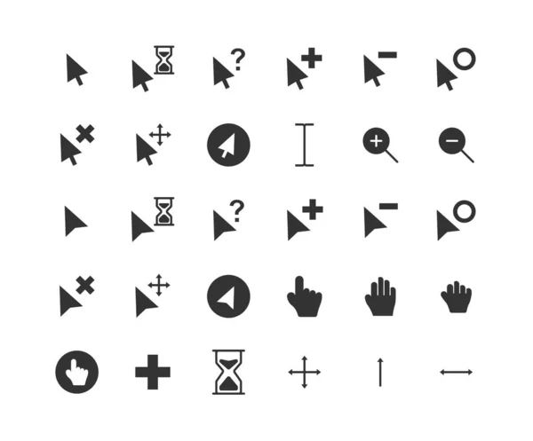 Conjunto de iconos de cursor sólido. Vector e ilustración . — Vector de stock