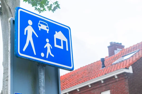 Dutch road sign: living street — Stock Image Dutch road sign: living street Royalty Free Stock Photos