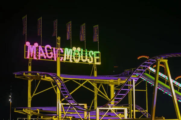 Nimègue Pays Bas 2019 Magic Mouse Portable Rollercoaster Pendant Nuit — Photo