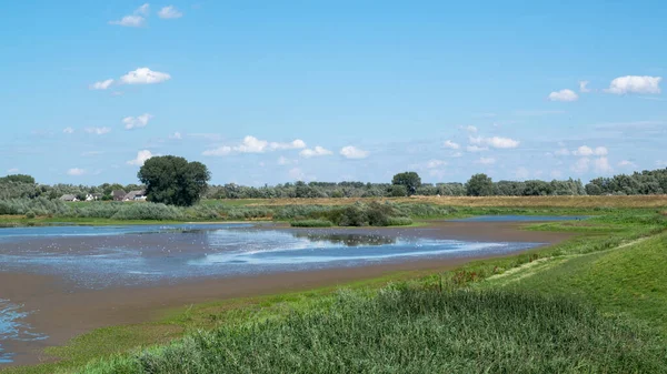 Ausgetrockneter See Einer Niederländischen Polderlandschaft Ooijpolder Den Niederlanden — Stockfoto