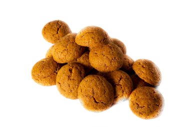 Tipik Hollanda geleneksel şekerleri stüdyoda çekilen beyaz arka planda yatar.