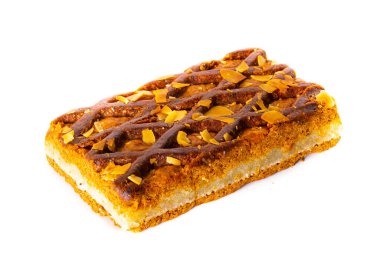 Gevulde spekülasyonları (kahverengi baharatlı bisküvi), geleneksel Hollanda Sinterklaas / Bayram atıştırmalığı, beyaz üzerine