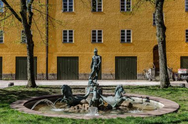 Borstay ilçe, Münih, Almanya şehrin inanılmaz bir alan, evler ve avlular