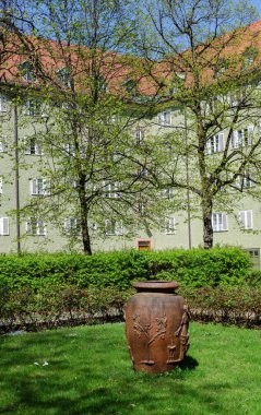 Borstay ilçe, Münih, Almanya şehrin inanılmaz bir alan, evler ve avlular