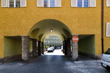 Borstay ilçe, Münih, Almanya şehrin inanılmaz bir alan, evler ve avlular