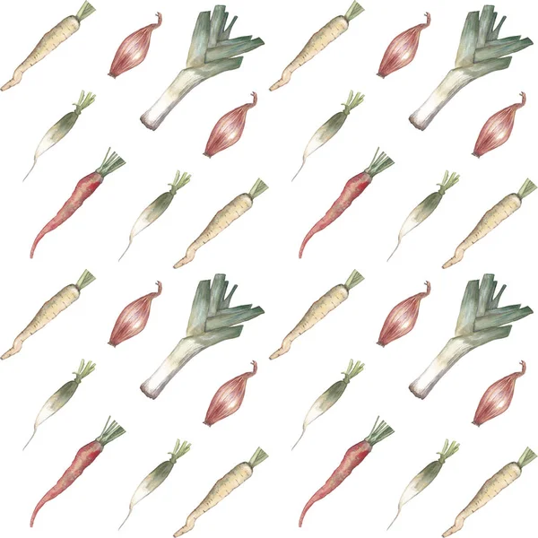 Seamless vegetable pattern.