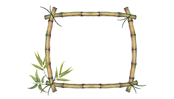 Bamboo frame with leaves.