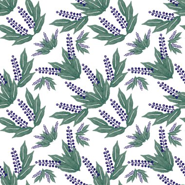 Yaprak ve çilek ile soyut desen.