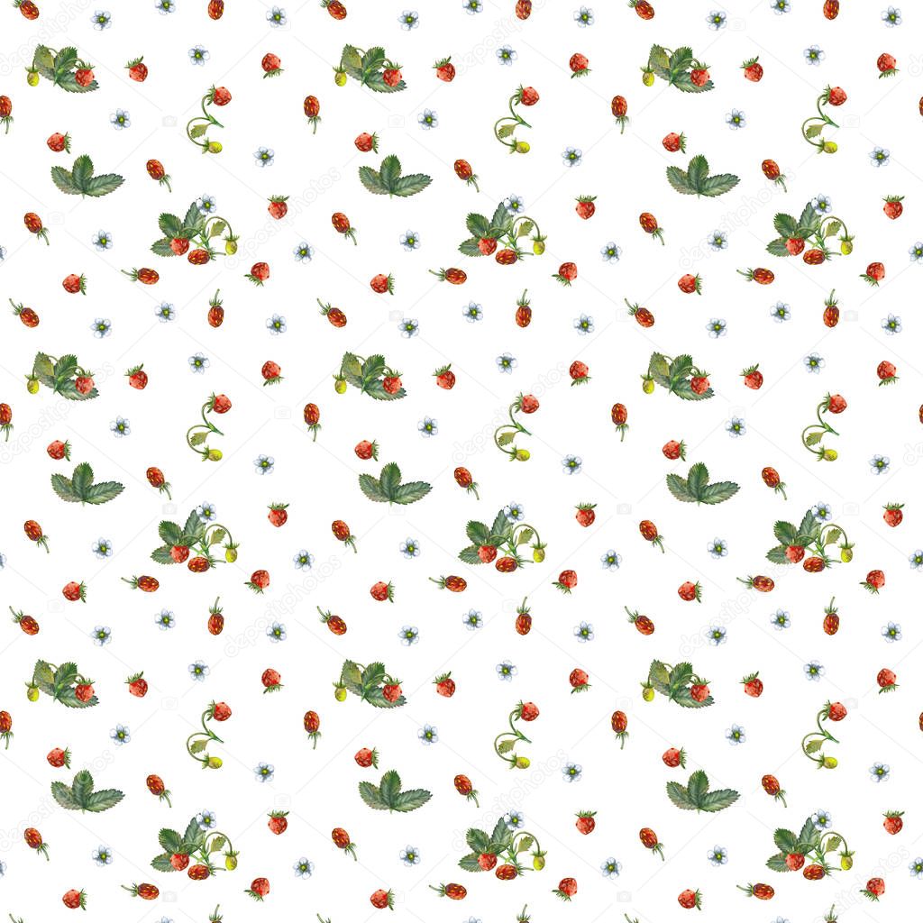 Seamless pattern with strawberries.