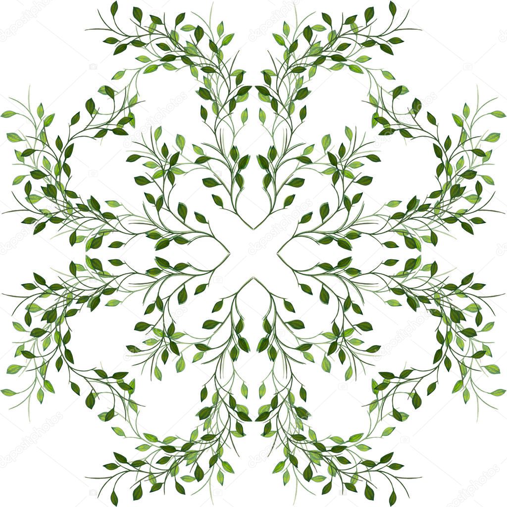 Summer pattern with green grass in barocco style.