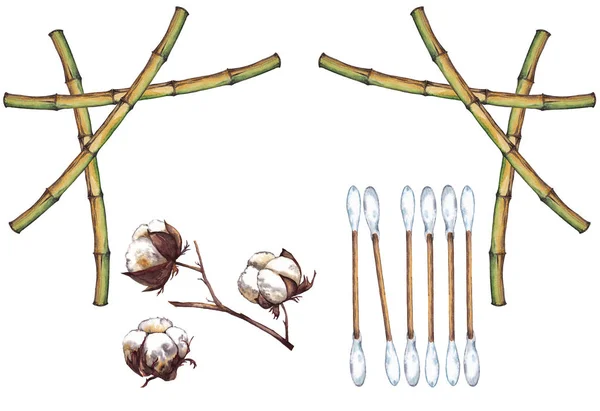 Бутоны бамбука и хлопок . — стоковое фото
