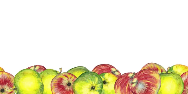 Borde transparente de manzanas verdes y rojas . — Foto de Stock