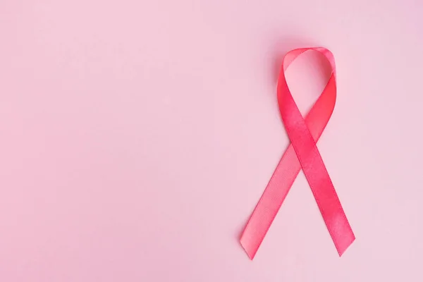 Pink Breast Cancer Awareness Ribbon Light Background Medicine Womens Health — Stock Photo, Image
