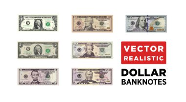 ABD - dolar para gerçekçi kağıt banknot bir boyut, iş sanat illüstrasyon vektör