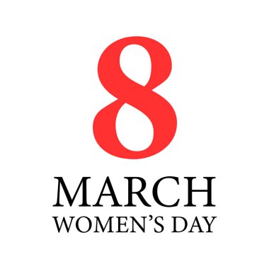 8 Mart Dünya Kadınlar Günü, kırmızı ve siyah metin içeren basit ve minimalist beyaz kart