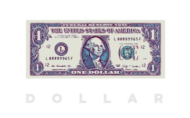 1 doları para çizgi roman kağıt banknot ABD - vektör iş sanat çizim