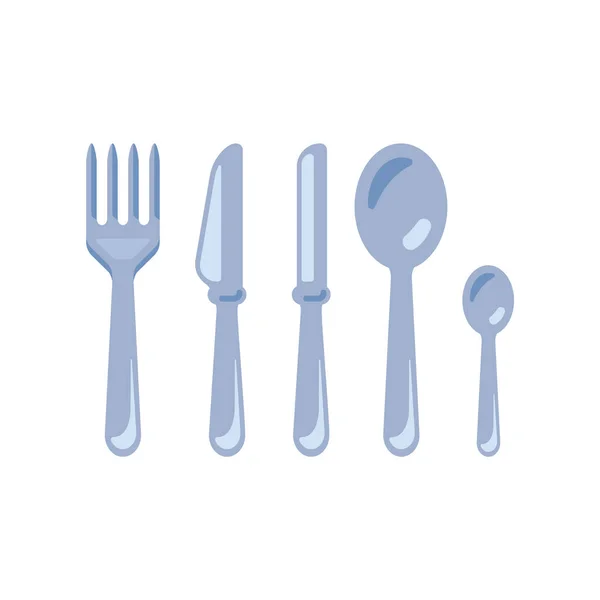Cutlery Fork Knife Spoon Tea Spoon Vector Illustration — Stock Vector
