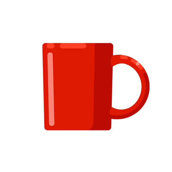 Rote Tasse, Tasse zum Tee- oder Kaffeetrinken - flach — Stockvektor